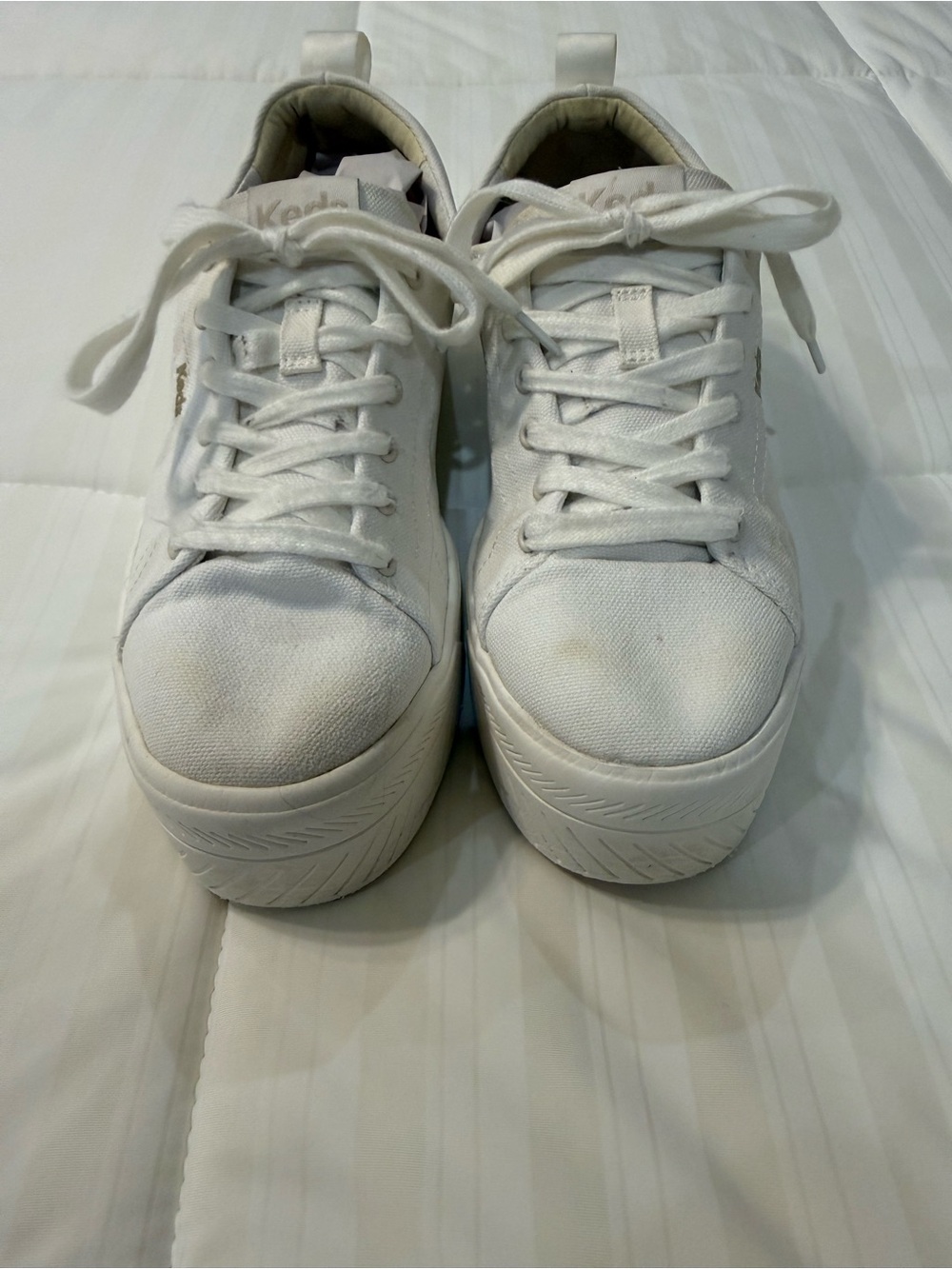 Keds White Platform Lace-Up Sneakers